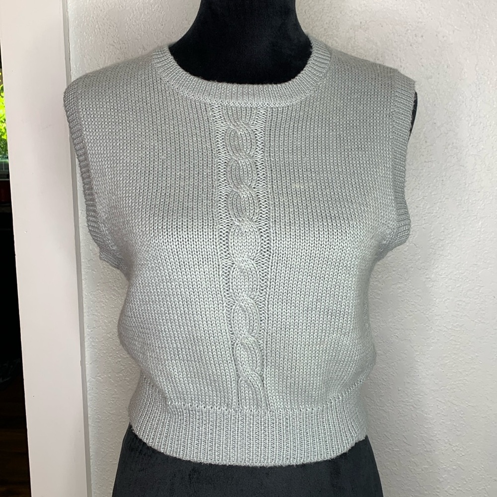Crazy Horse grey knit vest wool blend v neck Vintage